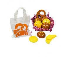 Goki 51704 - Kaufläden und Zubehör - Kaufladen Miniaturen Brötchen, mit Baumwollbeutel und Korb