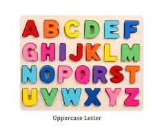 HROIJSL Bausteine Alphabet Buchstaben Kinder Puzzle Klassische Puzzles Erwachsene Kinder Puzzles 3D Steckpuzzle Holz Montessori Spielzeug