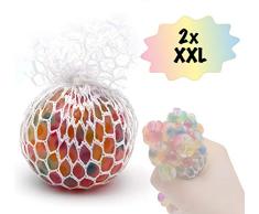 L+H 2X XXL Anti-Stress-Ball Quetschball Regenbogen | NEUES KONZEPT 2019 | Premium Qualität - PLATZT Nicht | für Kinder und Erwachsene | 6,5cm Durchmesser | Rainbow Knetball Knautschball im Netz