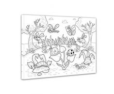 Bilderdepot24 Waldlichtung - Ausmalbild auf Leinwand, aufgespannt auf Rahmen - 40x30 cm