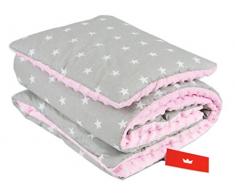 BABYLUX Babydecke Krabbeldecke MINKY Kuscheldecke Decke 75 x 100 cm mit KISSEN 30x35cm (4K. Rosa + Sterne)