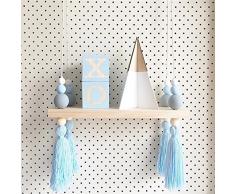 chendongdong Wandregal Regalbox Hausform Wanddekoration Wandregal Schweberegal Holz Quaste Wandboard Schaukel Ornament Mit Perlen Und Quasten（TIPPE A）