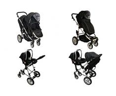 * BabyFiveStar GESCHWISTERWAGEN ZWILLINGSWAGEN KINDERWAGEN BUGGY NEU OVP (SCHWARZ)