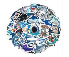 XXCKA Nette Meerestier-Hai-Aufkleber Spielzeug für Kindermotorräder Skateboards DIY Hand Tagebücher Sammelalben Schreibtischaufkleber 50Pcs / Set