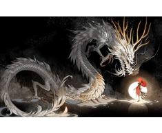 WOZUIBAN Puzzle 1000 Teile Puzzel Für Erwachsene DIY Festival Geschenk Magischer Weißer Drache Moderne Wohnkultur Wandkunst Intelligenz Spiel Einzigartiges Geschenk 75x50cm