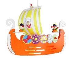 Elobra Kinderlampe Deckenleuchte Pendelleuchte Wikingerschiff, Kinderzimmer, Holz, orange, A++