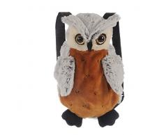 Bavaria Home Style Collection Rucksack Plüsch - Eule - Owl - ca. 35 cm - Plüschtier Kuscheltier (grau)