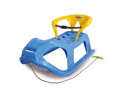 Jamara 460367 - Snow Play Schlitten mit Lehne Snow-Star 90cm blau - Rückenlehne inkl. Sicherheitsband, ergonomischer Sitz, Metallkufen, Kippschutz, robuster Kunststoff, Seil mit Griff zum Ziehen, 3KG