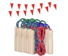 Partituki Packung mit 10 Springseilen. Holzgriff Springseile. Ideal für Spiele im Freien und Kindergeburtstagsgeschenke.
