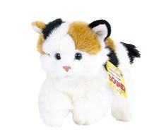 Teddys Rothenburg Kuscheltier Katze mit Stimme 30 cm (mit Schwanz) liegend weiß/braun/schwarz Plüschkatze