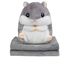 Alpacasso 3 IN 1 Cute Grau Plüsch Hamster Dekokissen und Folding Klimaanlage Car Blanket Kissen Set.