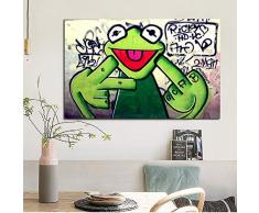 Njuxcnhg Straßen-Graffiti-Frosch-Fingertier Bild abstrakt Hochformat Leinwandbilder Wandkunst Living Room Decorative Kein Rahmen-50x70cm