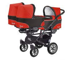 Trippy Drillingswagen Geschwisterwagen Kombi Kinderwagen 2in1 Baby Wanne und Sportwagen schwarz