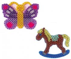 Hama Maxi Perlen 8286 - Beutel mit Stiftplatte 8218 Schmetterling und 8221 Schaukelpferd