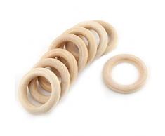 20 Stück Naturholz Ringe, 55mm / 2.1inch Holzring Beißringe Kreis, hölzerne unvollendete Runde Anschlüsse für DIY Anhänger Anschlüsse Schmuck machen Zubehör
