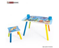 Homestyle4u 1122, Kindersitzgruppe Holz Set, Maltisch Kindertisch mit Stuhl, Bunt Meer