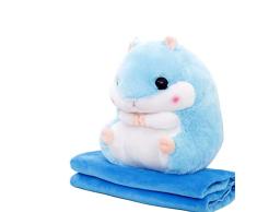 YunNasi 2 in 1 gefüllt Fat Hamster mit Plüsch Kissen und warm Bezug für Decke und Kinder blau