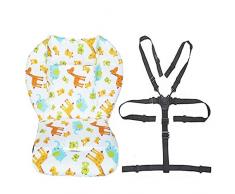 Kinderwagen/Hochstuhl Sitzkissen Liner Mat Pad Cover Resistant und Hochstuhlgurte (5-Punkt-Auffanggurt) 1 Anzug (Tier)