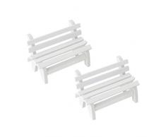 VOSAREA 2 stücke Miniatur Puppenhaus Landschaft Ornament Mini Holzbank DIY Handwerk Haus Garten Decor Zubehör Photo Booth Requisiten