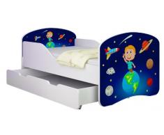 Clamaro Traumland Motiv Kinderbett Komplett Set 80 x 160 cm inkl. Matratze, Lattenrost und Bettkasten Unterbett Schublade auf Rollen, Sicherheit durch ABS Kantenschutz und Seitenteilen mit Rausfallschutz - 160 x 80 cm, Design: 22 - Cosmos Motiv