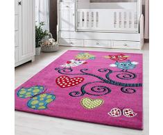 Ayyildiz Teppich-Kinderteppich Kinderzimmer Pflegeleicht niedlicher Eule Muster, Polypropylen, Lila, 120 X 170