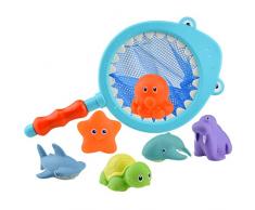 Badewannenspielzeug Wasserspritztiere, 7 Verschiedene Figuren mit Spritzfunktion, Badewannenspielzeug BPA frei und Schadstofffrei Zertifiziert, Schimmelfrei für Kinder und Baby Badewanne