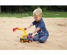 Lena 04151 - Aktiv Bagger, ca. 35cm, mit beweglicher Lena Spielfigur, Baustellen Spielfahrzeug für Kinder ab 2 Jahre, robuster Schaufelbagger mit funktionstüchtigen Baggeram und Haltegriff
