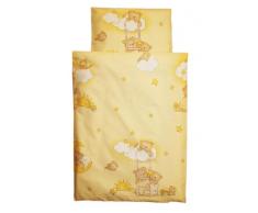 Amilian® Kinderwagenset Baby Bettwäsche Garnitur für Kinderwagen Kissen Decke NEU Bär auf der Leiter Ecru