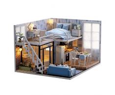 Haokaini Miniatur-Puppenhaus-Kits DIY-Puppenhaus-Möbel Niedliche Puppenhaus-Zimmergeschenke mit Musik Das Schloss Am Himmel