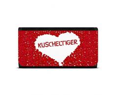Geldbörse mit Namen Kuscheltiger - Design Rosenherz - Brieftasche, Geldbeutel, Portemonnaie, personalisiert für Damen und Herren