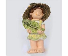 Willkommensschilder Willkommensschild Garten Zubehör Miniatur Statue Strohhut Puppe Willkommen Statue Dekoration for Hof Innenhöfe Villa für Häuser und Restaurants ( Farbe : C1 , Größe : As shown )