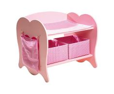 small foot 4724 Wickeltisch aus Holz, mit 2 Stoffkisten, einem Stoffbeutel und Decke, für Puppen bis 50 cm, ab 3 Jahren