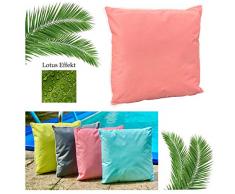 heimtexland ® Outdoorkissen Dekokissen Lotus Effekt Schmutz- und Wasserabweisend Garten Outdoor Kissen Tropical 45x45 Rosa Typ687