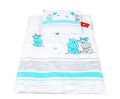 BABYLUX 2 tlg. Set Bezug für Kinderwagen Stubenwagen oder Wiege Garnitur Bettwäsche Kissen Decke 60 x 78 cm (108. Hippo Turkis)