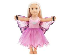 Dreamy Dress-Ups 71012 Doll Dress, Pink Butterfly with Eyes, Schmetterling rosa, Puppenkleidchen mit Flügeln für 18”/46 cm Puppen (American Girl Doll, Our Generation, usw.)