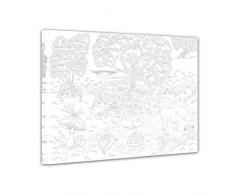 Bilderdepot24 Waldtiere - Ausmalbild auf Leinwand, aufgespannt auf Rahmen - 40x30 cm - Eigene Herstellung, Faire Produktion in Deutschland