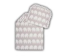 Amilian® Kinderwagenset Baby Bettwäsche Garnitur für Kinderwagen Kissen Decke Füllung Elefant Grau/Zickzack Grau (4 tlg.)