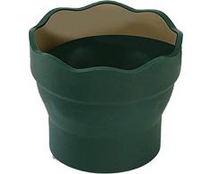 Faber-Castell 481600 Pinselset 4-teilig mit Softgriffstück Malschürze Wasserbecher (Komplett-Set, Grün, 3-teilig)