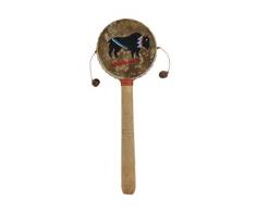 Holzrassel Holz Rassel Handtrommel Indianer Handrassel Maracas Indianer Büffel