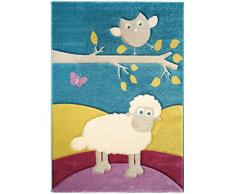 benuta Kinderteppich Eule und Schaf Multicolor 120x170 cm | Teppich für Spiel- und Kinderzimmer
