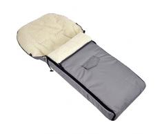 BAMBINIWELT Winterfußsack für Kinderwagen, Jogger, Buggy und Schlitten, Fußsack, Sitzauflage, Lammwolle, HELLGRAU 108cm