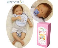 ZIYIUI 22 Zoll Realistische Reborn Babypuppen Silikon Junge Lebensechte Schlafend Puppe Neugeborenes Handarbeit Dolls Spielzeug Geschenk 55 cm