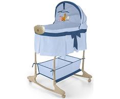Best For Kids Wiege Stubenbett 4 in 1 Schaukelwiege Babywiege Babybett mit Melodie, Vibration, Licht, Nachtlampe in drei Farben zur Auswahl (Blau - Easy)