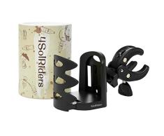 Universal Getränkehalter Kinderwagen & Becherhalter für Buggy oder Rollstuhl - Flaschenhalter einstellbar für alle gängigen Getränke Becher und Trinkflaschen (Schwarz2)
