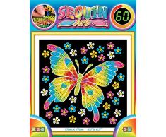MAMMUT 8141325 - Sequin Art Paillettenbild Schmetterling, Steckbild, Komplettset mit Styropor-Rahmen, Bildvorlage, Pailletten, Steckstiften, Anleitung, Bastelset für Kinder ab 5 Jahre