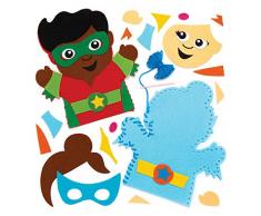 Baker Ross Handpuppen-Nähsets „Superhelden“ (4 Stück) AW545 – für Kinder zum Nähen – Bastelarbeiten mit Filzteilen und Dekorationen