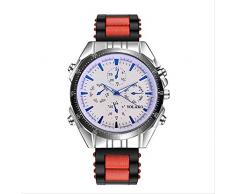 SWJM Quarzuhr-Art und Weise der neuen Männer Sechs-Stift großes Uhr-Platten-Geschäfts-beiläufiges Silikon-Band-Uhr- rotes weißes Gesicht der Männer