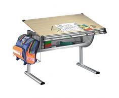 IDIMEX Kinderschreibtisch Schülerschreibtisch Zeichentisch Mario, höhenverstellbar und neigungsverstellbar, Metallgestell, Arbeitsplatte im buche Dekor