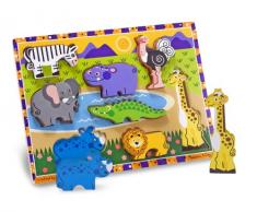 Melissa & Doug Holzpuzzle mit klobigen Teilen - Safaritiere (8 Teile)