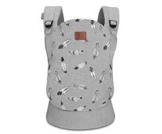Kinderkraft Babytrage MILO, Rückentrage, Bauchtrage für Säuglinge und Kleinkinder, Baby Carrier, Kindertrage, Ergonomisch, aus Baumwolle, Leichte Konstruktion, ab 3 Monate bis 20 kg, Grau